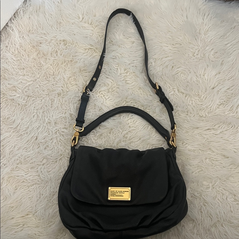 Marc Jacobs Black Shoulder Bag with Gold Accents